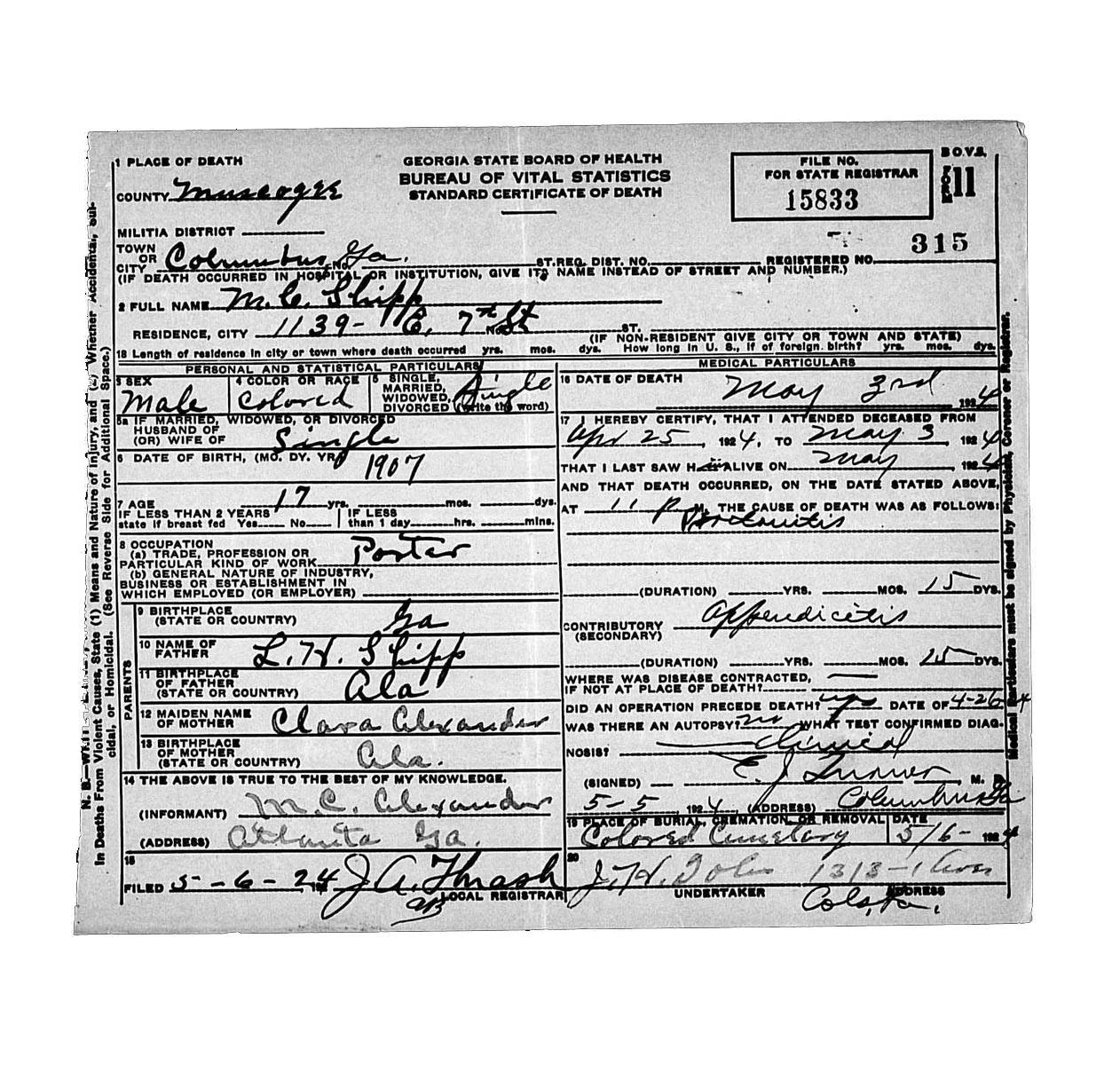 death certificate
